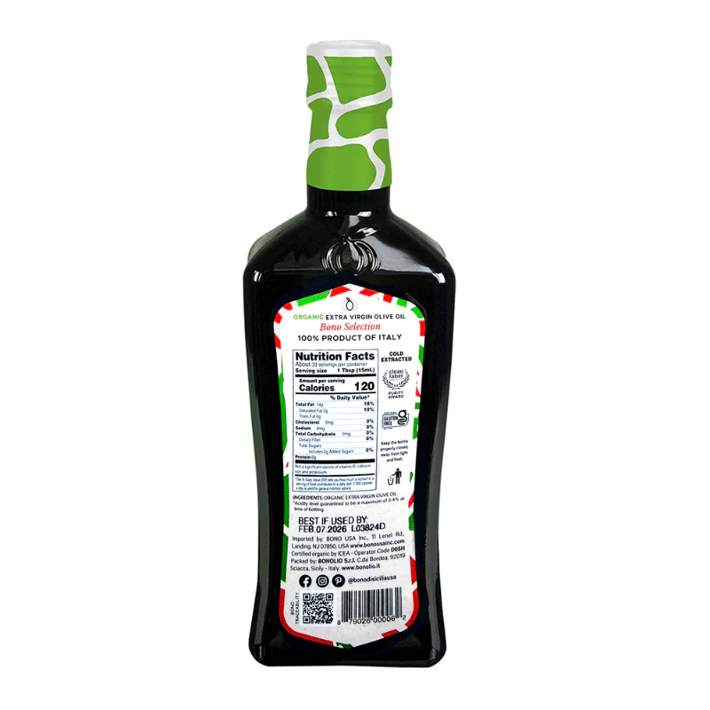 Bono Italian Selezione Organic Extra Virgin Olive Oil, 16.9 oz - Image 2