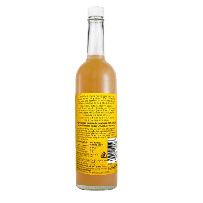 Belvoir Honey, Lemon and Ginger Cordial, 16.9 oz - Image 2