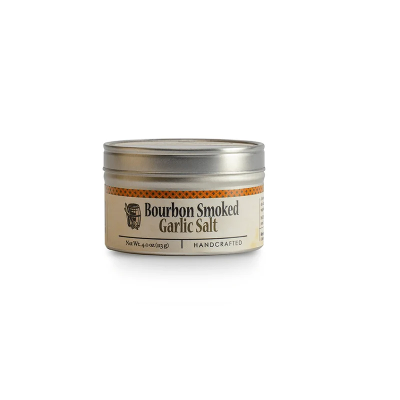 Bourbon Barrel Foods Bourbon Smoked Garlic Sea Salt tin, 4 oz