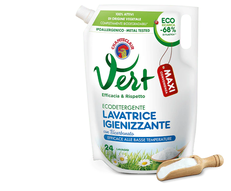 Chanteclair Vert Ecodetergent Washing Machine Detergent with Biocarbonate Refill, 41.4 oz