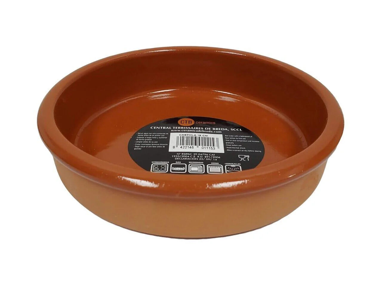 Rustic Terracota Cazuela Clay Cookware, 20 cm