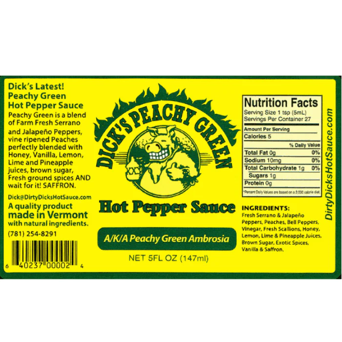 Dirty Dick's Peachy Green Hot Pepper Sauce, 5 oz - Image 3