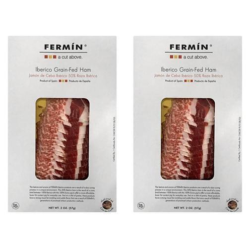 Fermin 50% Iberico Grain Fed Ham Pre-Sliced 2 Pack, 2 oz [Refrigerate after Opening]