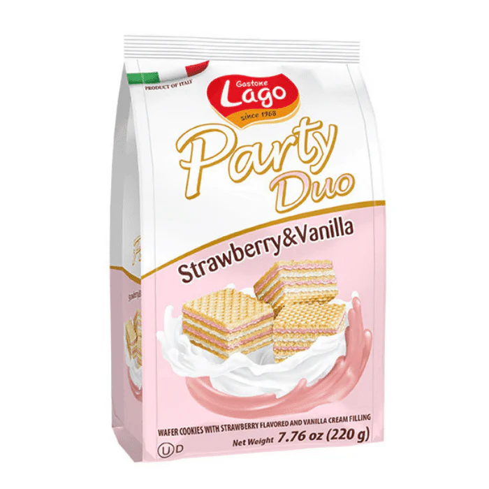 Gastone Lago Party Duo Strawberry and Vanilla Wafers, 7.76 oz