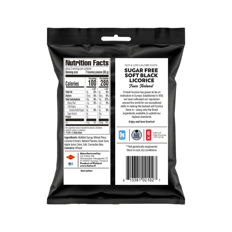 Halva Sugar Free Black Licorice Bag, 3 oz - Image 2
