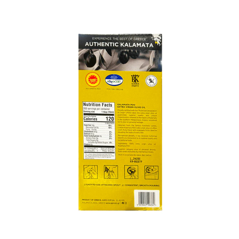 Iliada Kalamata PDO Green Extra virgin Olive Oil Bag in Box, 3L - Image 2