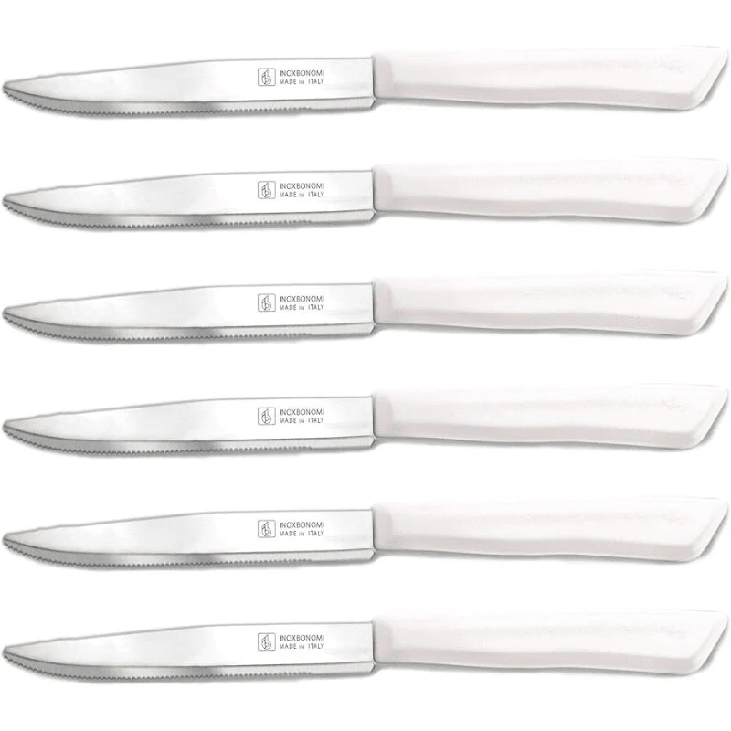 Inoxbonomi Italian Table Stainless Steel Knife 11 cm White, Set of 6