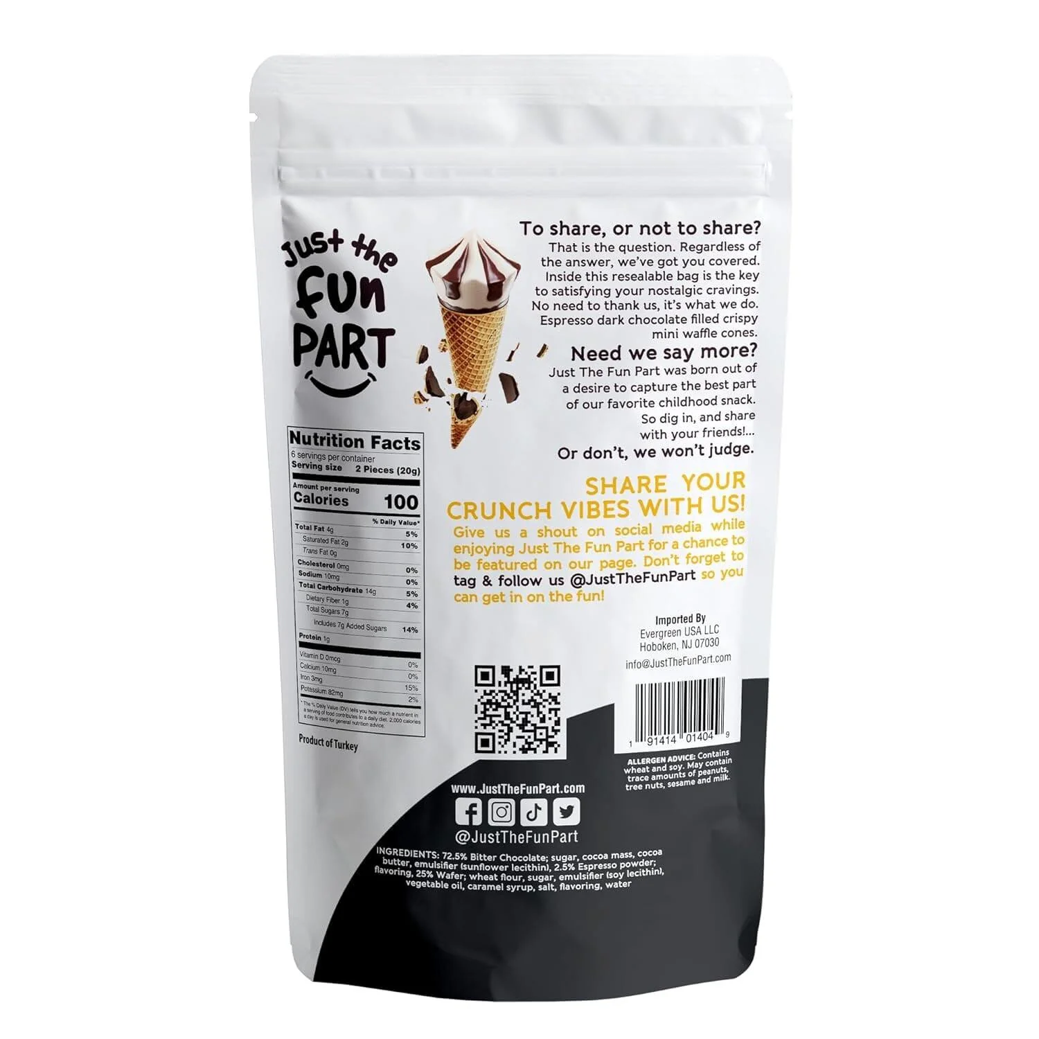 Just the Fun Part Espresso Dark Chocolate Waffle Cones, 4.3 oz - Image 2