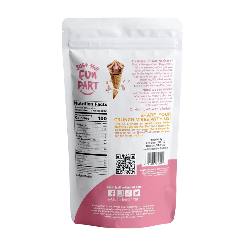 Just The Fun Part Mini Waffle Cones with Strawberry & White Chocolate, 4.23 oz - Image 2