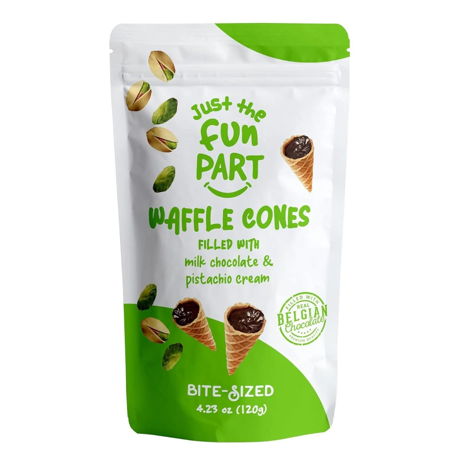 Just the Fun Part Pistachio Cream & Milk Chocolate Waffle Cones, 4.3 oz