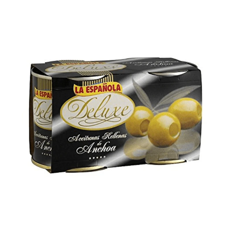 La Española Deluxe Olives Stuffed with Anchovy, 14.10 oz [Pack of 2]