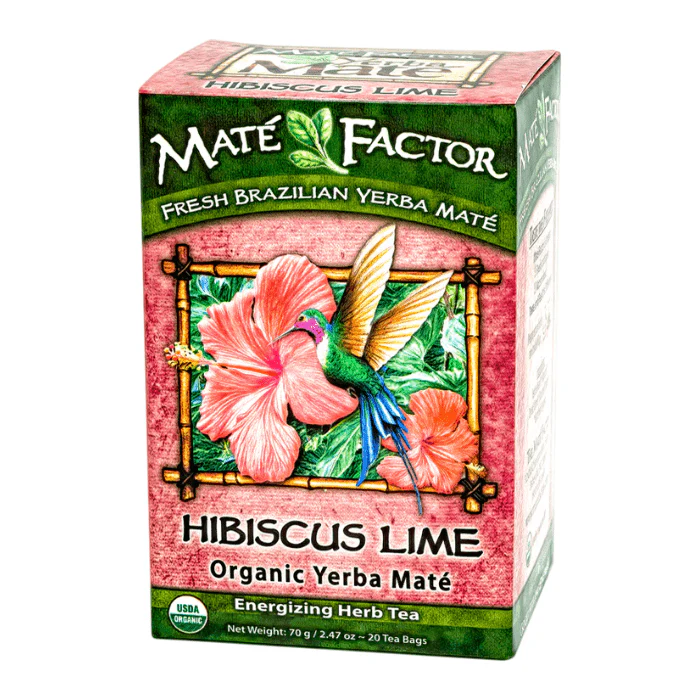 Mate Factor Hibiscus Lime Organic Yerba Mate, 20 Count