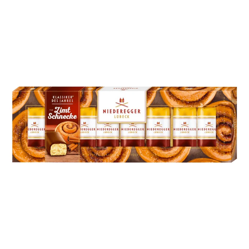 [Best Before: 08/13/2026] Niederegger Pralines with Marzipan filling and Cinnamon Nibs in Milk Chocolate, 3.5 oz