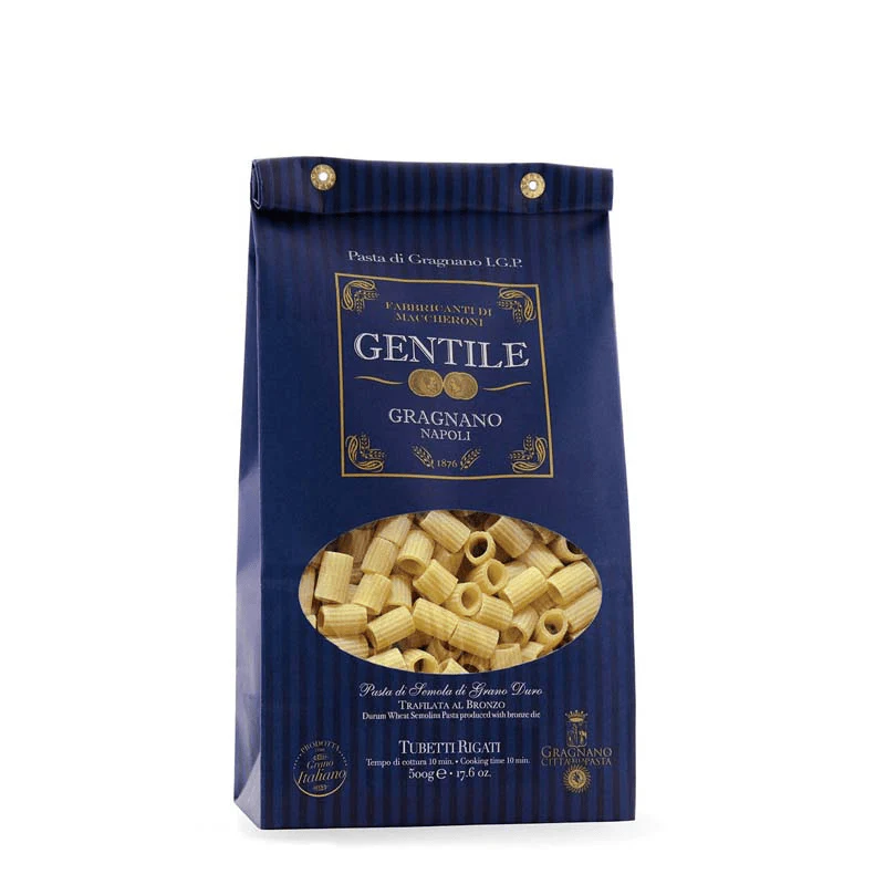 Pastificio Gentile Organic Tubetti Rigati Pasta di Gragnano IGP, 17.6 oz