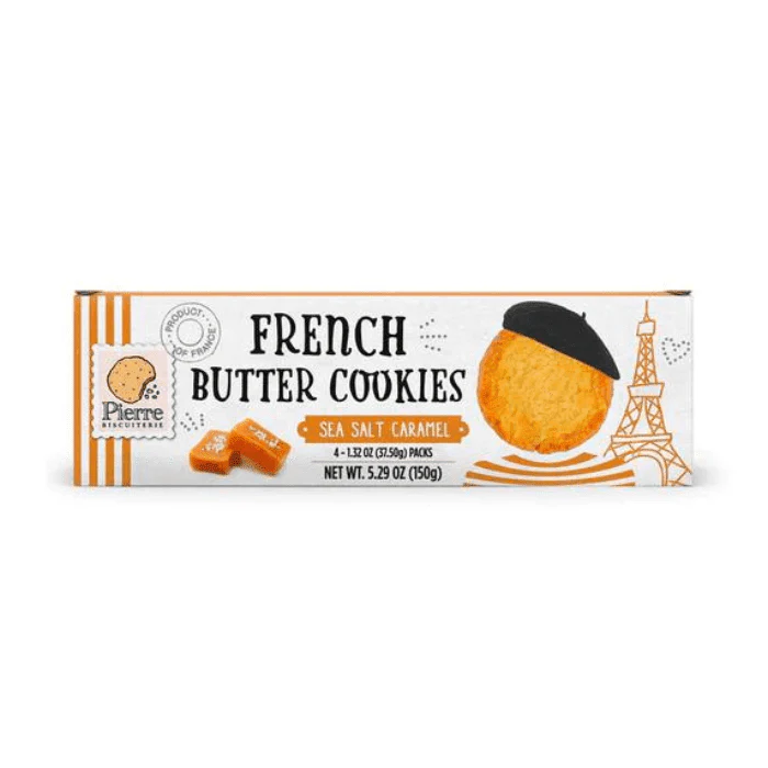 Pierre Biscuiterie French Butter Cookies with Sea Salt & Caramel, 5.29oz