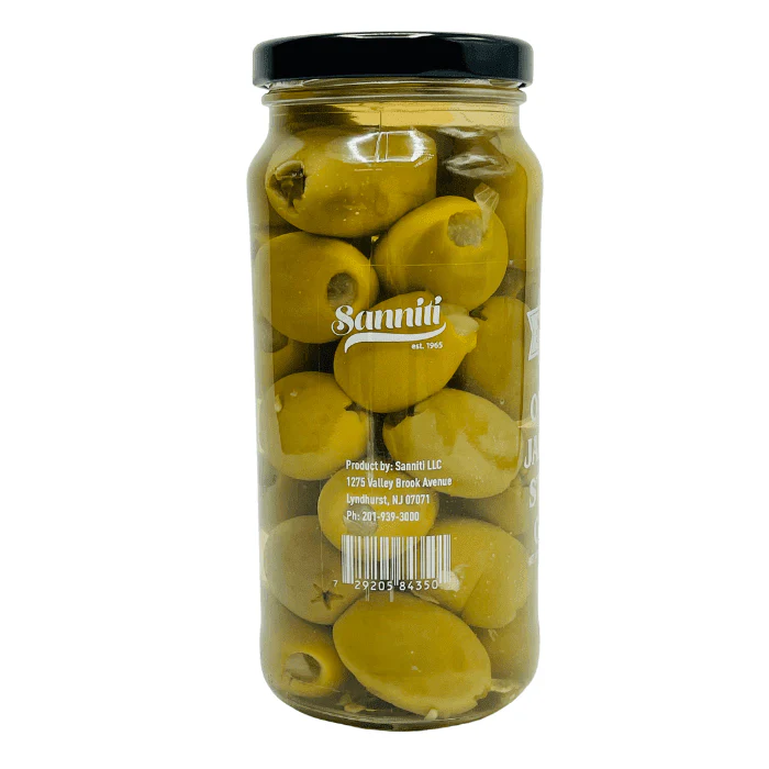 [Best Before: 08/30/2026] Sanniti Jalapeno & Onion Stuffed Olives, Net Weight 16 oz - Drained Weight 10 oz - Image 3