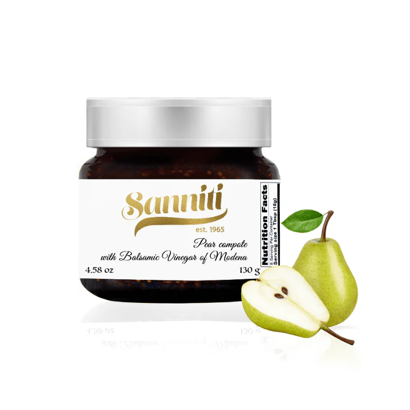[Best Before: 07/31/2026] Sanniti Pear Compote with Balsamic Vinegar, 4.58 oz