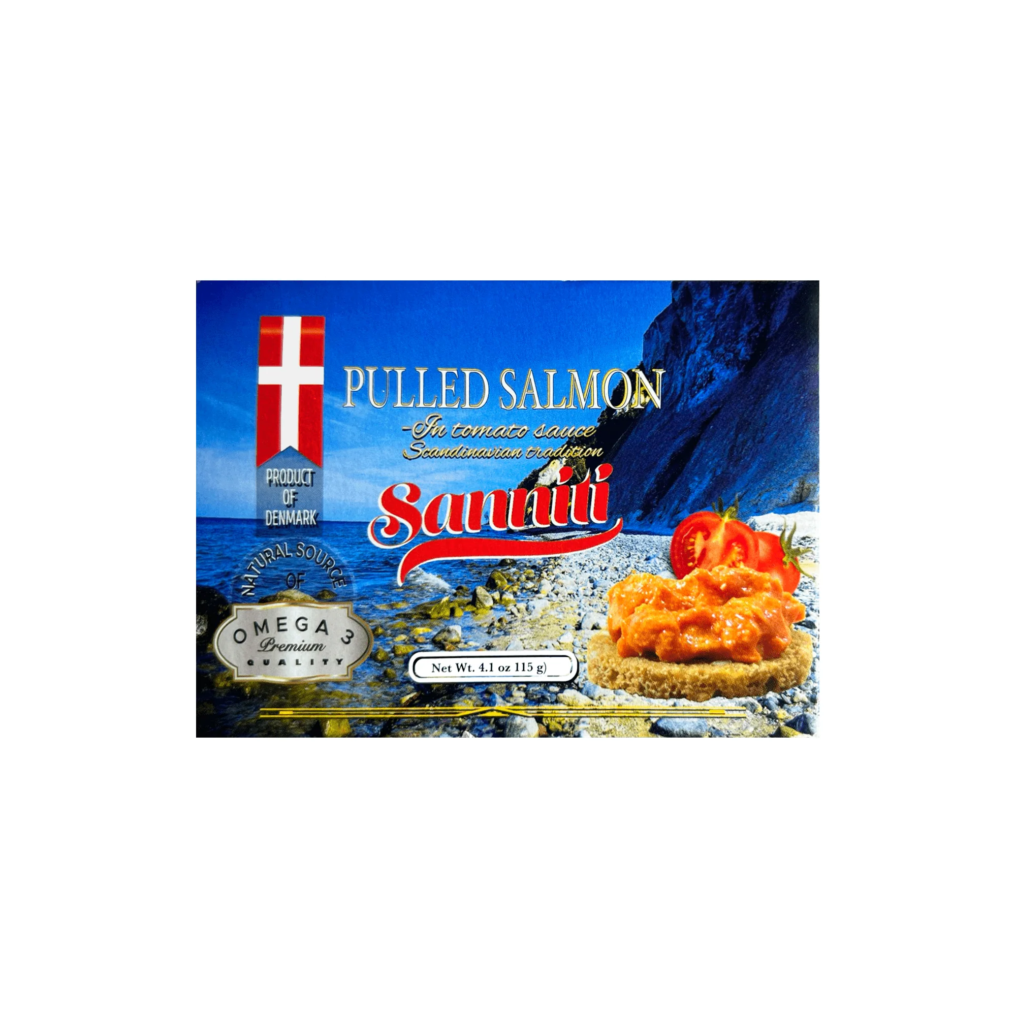 [Best Before: 09/16/2026] Sanniti Pulled Salmon in Tomato Sauce, 4.1 oz