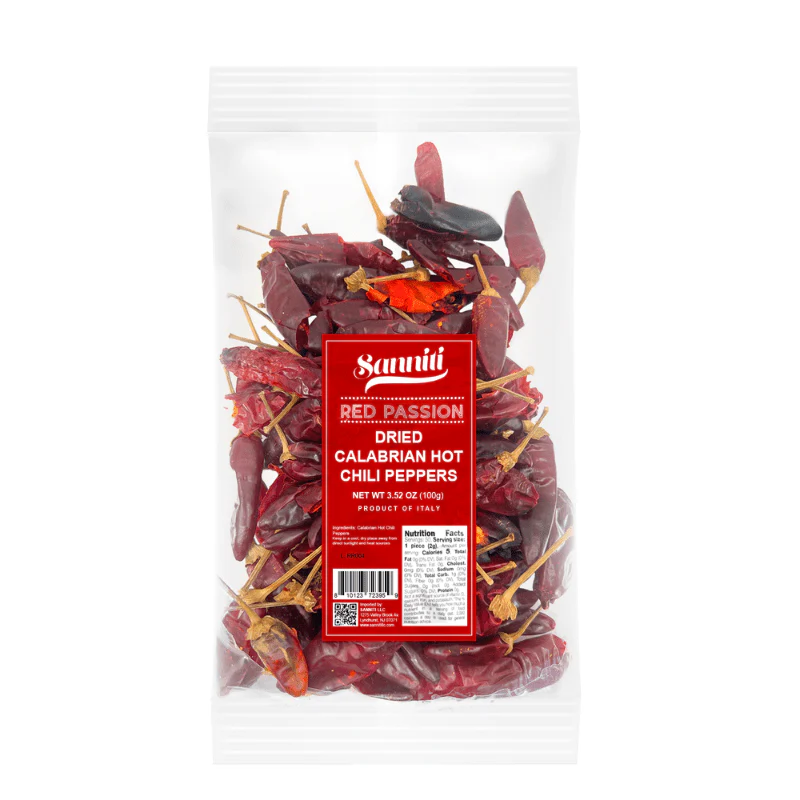 Sanniti Red Passion Dried Whole Calabrian Hot Chili Peppers, 3.5 oz
