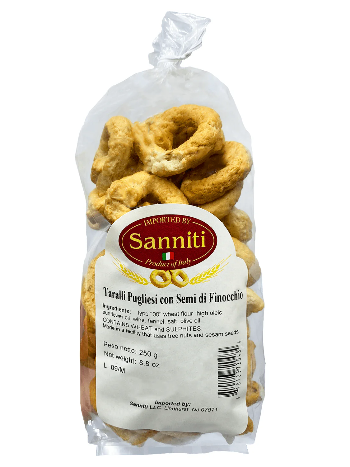Sanniti Taralli Fennel Finocchio, 8.8 oz