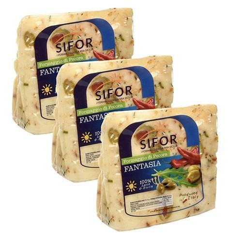 Sifor Pecorino Fantasia Fresco Cheese Wedge, 14.8 oz [Pack of 3]