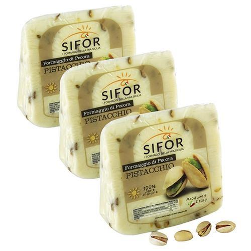 Sifor Primo Sale Sicilian Pecorino with Pistachio Wedge, 8 oz [Pack of 3]