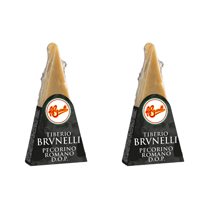 Tiberio Brvnelli Pecorino Romano D.O.P Cheese Wedges, 7 oz [Pack of 2]