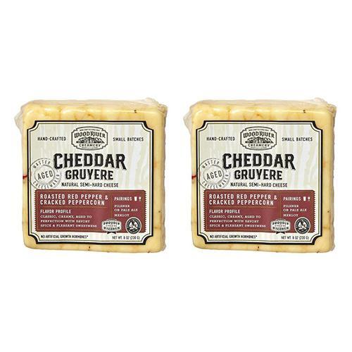 Wood River Cheddar Gruyere Roasted Red Pepper & Cracked Peppercorn, 8 oz (2-Pack)